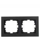 Рамка двухпостовая, пластик, черный бархат, без вставки, Lezard, Vesna, 742-4200-147