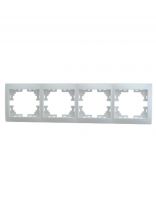 Рамка четырехпостовая, горизонтальная, керамика, белая, с белой вставкой, Lezard, Mira, 701-0200-149