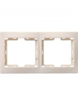 Рамка двухпостовая, горизонтальная, 153х81 мм, пластик, кремовая, IEK, РГ-2-ККм Кварта, EMK20-K33-DM