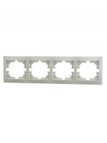 Рамка четырехпостовая, горизонтальная, керамика, кремовая, со вставкой, Lezard, Mira, 701-0300-149