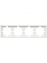 Рамка четырехпостовая, горизонтальная, 298х85х11 мм, пластик, белая, без вставки, Lezard, Zima, 704-0200-149