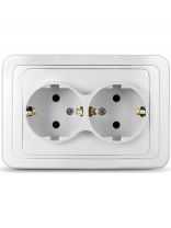 Розетка скрытой установки, 2 гнезда, с заземлением, 16 А, керамика, белая, UNIVersal, Валери, В0128