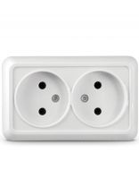 Розетка открытой установки, 2 гнезда, без заземления, 16 А, керамика, белая, UNIVersal, Олимп, О0102
