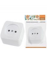 Розетка открытой установки, 1 гнездо, без заземления, 10 А, IP20, белая, 2П, TDM Electric, Дача, SQ1824-0007