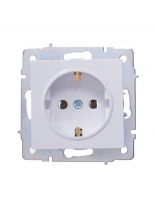 Розетка 1 гнездо, с заземлением, 16 А, 250 В, пластик, IP20, белая, ПБТ, Lezard, Vesna, 742-0288-122B