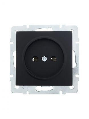 Розетка 1 гнездо, без заземления, 16 А, 220 В, пластик, IP20, черный бархат, ПБТ, Lezard, Vesna, 742-4288-121B