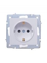 Розетка скрытой установки, 1 гнездо, с заземлением, 16 А, 220 В, пластик, IP20, белая, с защитой от детей ПБТ, Lezard, Vesna, 742-0288-124B