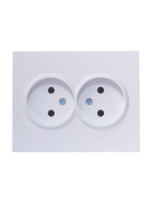 Розетка 2 гнезда, без заземления, 16 А, 220 В, пластик, IP20, белая, ПБТ, Lezard, Vesna, 742-0200-128B