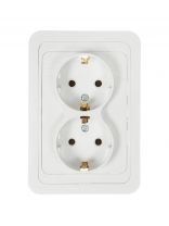 Розетка Евро скрытой установки, 2 гнезда, с заземлением, 10 А, белая, закрытый корпус, TDM Electric, Валдай, SQ1804-0010