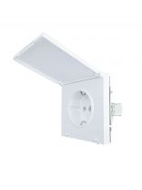Розетка скрытой установки, 1 гнездо, с заземлением, 16 А, 250 В, пластик, IP20, белая, безвинтовой, зажим/клемма, с крышкой, Lezard, Zima, 704-0288-123BQC