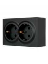 Розетка открытой установки, 2 гнезда, с заземлением, 16 А, 220 В, пластик, IP20, черная, закрытый корпус, Lezard, Leto, 752-4200-127B