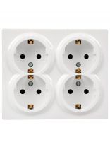 Розетка открытой установки, 4 гнезда, с заземлением, 16 А, 220 В, пластик, IP20, белая, закрытый корпус, Lezard, Leto, 752-0200-127BDP