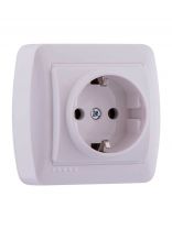 Розетка открытой установки, 1 гнездо, с заземлением, пластик, белая, закрытый корпус, Lezard, Demet, 711-0200-122