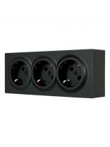 Розетка открытой установки, 3 гнезда, с заземлением, 16 А, 220 В, пластик, IP20, черная, закрытый корпус, Lezard, Leto, 752-4200-127BUP