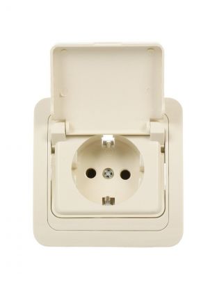 Розетка скрытой установки скрытой установки, 1 гнездо, с заземлением, 16 А, 220 В, пластик, IP20, слоновая кость, UNIVersal, Валери