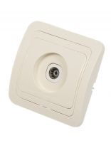 Розетка телевизионная скрытой установки, 1 гнездо, ABS пластик, IP20, слоновая кость, тупиковая, UNIVersal