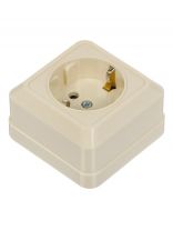 Розетка открытой установки, 1 гнездо, с заземлением, 16 А, ABS пластик, IP20, слоновая кость, UNIVersal, Олимп, Б-О0028