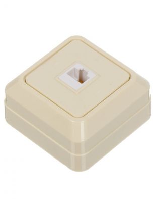 Розетка компьютерная открытой установки, 1 гнездо, 1 А, ABS пластик, IP20, слоновая кость, UNIVersal, RJ45, 1073