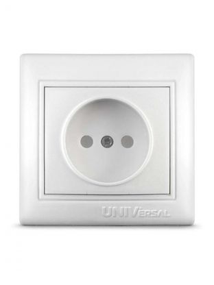 Розетка скрытой установки, 1 гнездо, без заземления, 16 А, с защитными шторками, ABS пластик, IP20, белая, UNIVersal, Севиль, С0047