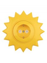 Розетка скрытой установки, 1 гнездо, с заземлением, 16 А, 220-250 В, с защитными шторками, термопластик, IP20, желтая, Kranz, Happy, KR-78-0813