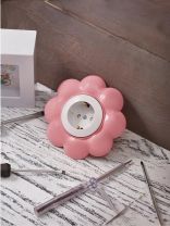 Розетка скрытой установки, 1 гнездо, с заземлением, 16 А, 220-250 В, термопластик, IP20, белый, розовый, Kranz, Happy, KR-78-0625