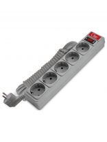 Сетевой фильтр 5 гнезд, 5 м, ПВС, 3х0.75 мм2, с заземлением, 10 А, серый, Союз, 1330-03