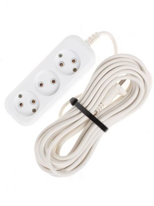 Удлинитель бытовой 3 гнезда, 10 м, ПВС, 2х0.75 мм2, без заземления, 10 А, Jett, РС-3, 155-209