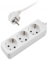 Удлинитель бытовой 3 гнезда, 5 м, ПВС, 3х0.75 мм2, с заземлением, 10 А, белый, ФАZА, FEG-03-500, 5052871