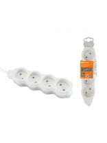 Удлинитель бытовой 4 гнезда, 10 м, ПВС, 2х0.75 мм2, без заземления, 10 А, бело-серый, TDM Electric, Люкс, SQ1303-0189