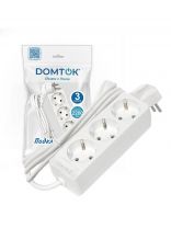 Удлинитель бытовой 3 гнезда, 3 м, ПВС, 3х0.75 мм2, с заземлением, 10 А, 2200 Вт, Domtok, 2375