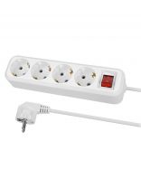 Удлинитель 4 гнезда, 1.5 м, с заземлением, 10 А, выключатель, 2300 Вт, белый, TDM Electric, Народный, SQ1303-