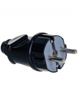 Вилка прямая, с заземлением, 16 А, IP20, 250 В, еврослот, черная, UNIVersal, A1010