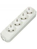Колодка розеточная 4 гнезда, 2 + 3, с заземлением, 16 А, белый, TDM Electric, Народная, SQ1806-0420