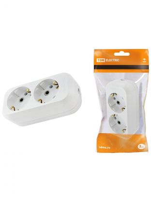 Корпус удлинителя 2 гнезда, 2 + 3, с заземлением, 16 А, белый, TDM Electric, SQ1806-0015