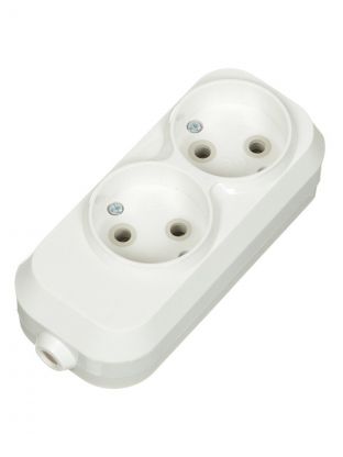 Корпус удлинителя 2 гнезда, 2 полюса, без заземления, 10 А, белый, TDM Electric, Народная, SQ1806-0413