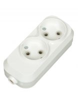 Корпус удлинителя 2 гнезда, 2 полюса, без заземления, 10 А, белый, TDM Electric, Народная, SQ1806-0413