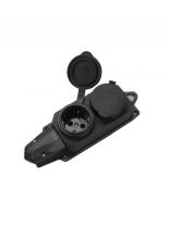 Колодка розеточная 2 гнезда, с заземлением, 16 А, каучук, IP44, General Lighting Systems, 470027