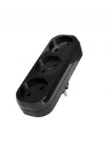 Разветвитель 3 гнезда, без заземления, плоский, 10 А, черный, UNIVersal, 1934