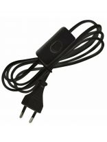 Шнур с выключателем, Ecola, Base, 0.75 мм2, 2 м, черный, 6А, 230В, с выключателем и плоской вилкой, LT5RSAELT