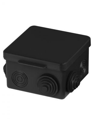 Коробка распаячная, пластик, открытая, 80х80х50 мм, TDM Electric, крышка, 8 входов, инд. штрихкод, черная, IP54, SQ1401-0912