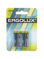 Батарейка Ergolux, ААА (LR03, 24A), Alkaline, щелочная, 1.5 В, блистер, 4 шт, 11744
