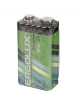 Батарейка Ergolux, 9V (6F22), Zinc-carbon, солевая, 9 В, спайка, 12443