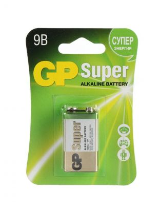 Батарейка GP, 9V (6LR61), Alkaline Super, щелочная, 9 В, блистер, 02786
