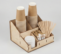 Органайзер для кофе-уголка: стаканы/крышки/сахар/палочки