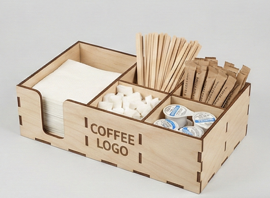 Органайзер для кофейни настольный с логотипом (6 секций)