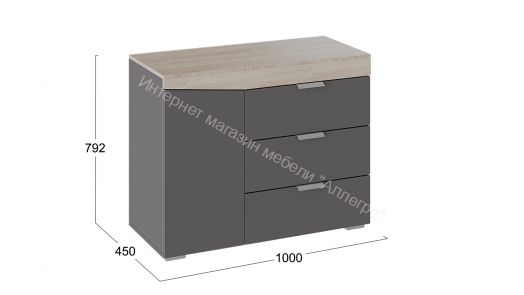 Комод тип 1 Дуб Сонома, Графит серый