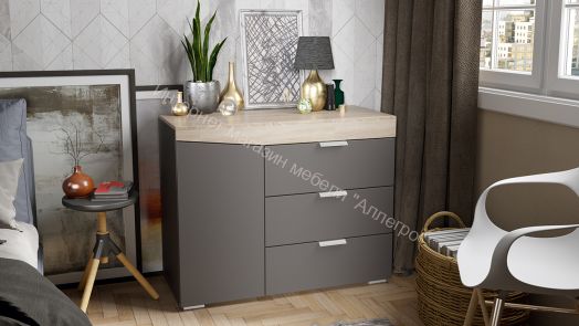 Комод тип 1 Дуб Сонома, Графит серый