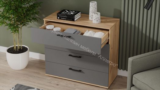 Комод «Нео» - 502.000.000 Дуб Крафт золотой, Серый графит