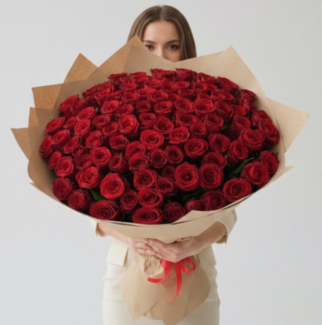 101 роза в крафте (Высота: 60см)