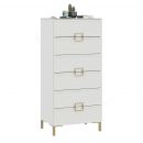 Комод «Стелла» с опорами Золото розовое, Белый холст, Белый Жемчуг